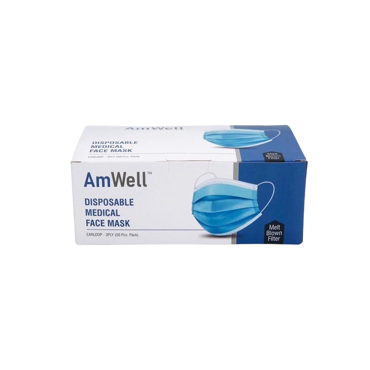 Amwell 3 Ply Disposable Facemask – Pack of 50
